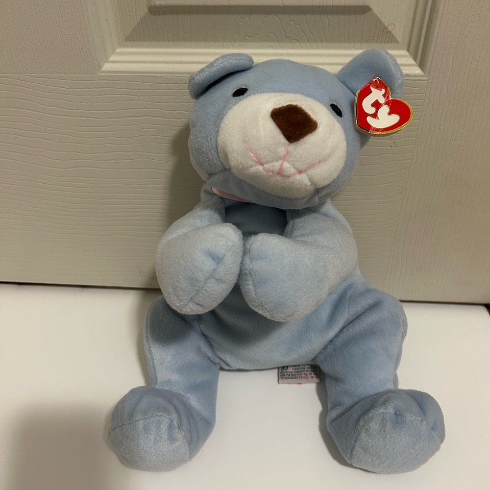 Ty Pillow Pals Huggy the Bear 14" Blue Stuffed Animal Lovey Vintage 1994
